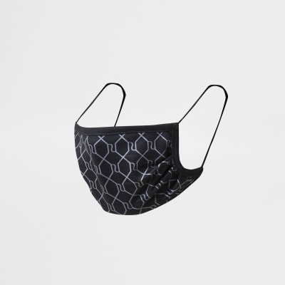 Black monogram face covering