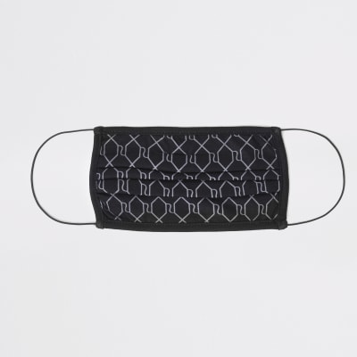 Black monogram face covering