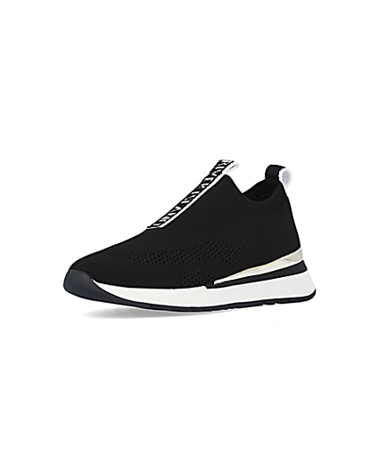 360 degree animation of product Black monogram knitted trainers frame-0