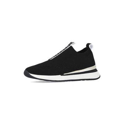 360 degree animation of product Black monogram knitted trainers frame-1