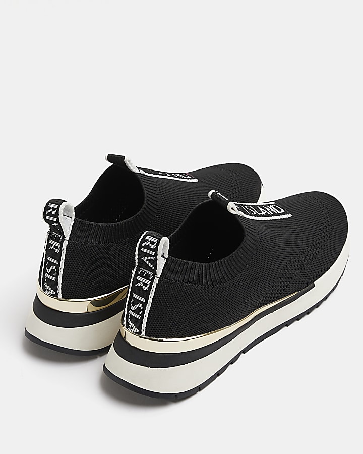 Black monogram knitted trainers