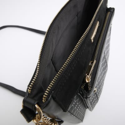 Black monogram messenger bag and purse bundle River Island