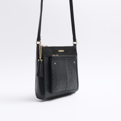Black monogram messenger bag and purse bundle River Island