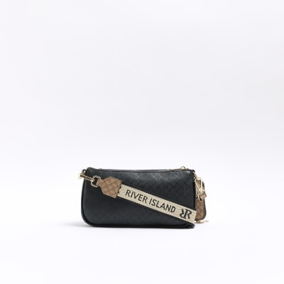 River Island Monogram Pocket Pouchette Bag - Black