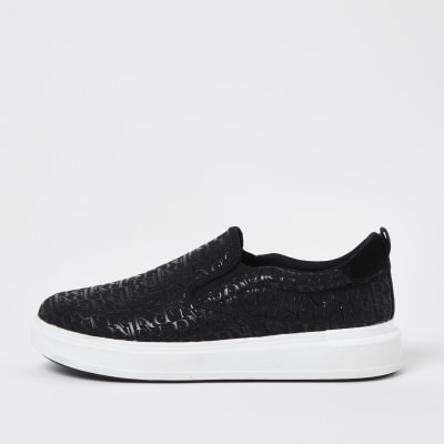 plain black slip on trainers