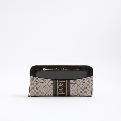 Black Monogram Zip Around Purse