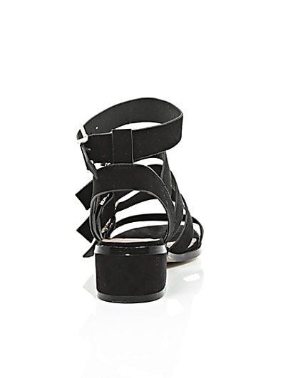 360 degree animation of product Black multi buckle strap sandal frame-15