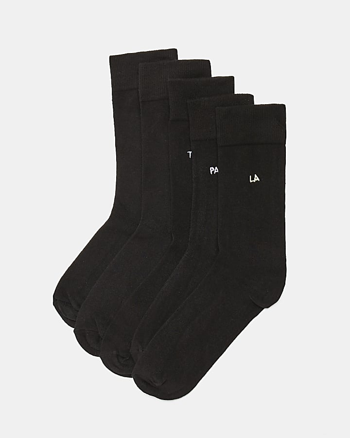 Black Multipack City embroidered socks