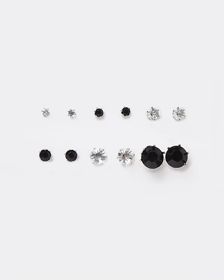 Black Multipack crystal stud earrings