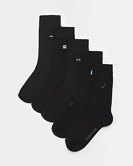 Black Multipack embroidered RI socks