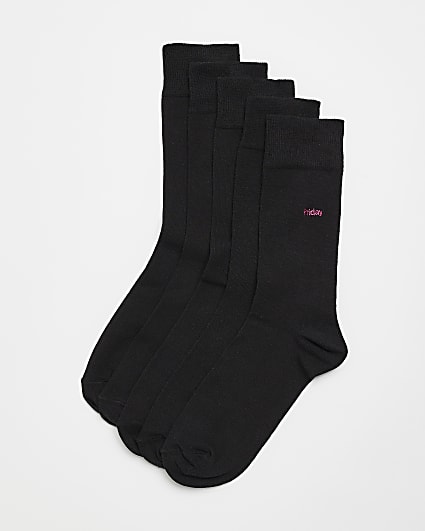 Black Multipack embroidered socks