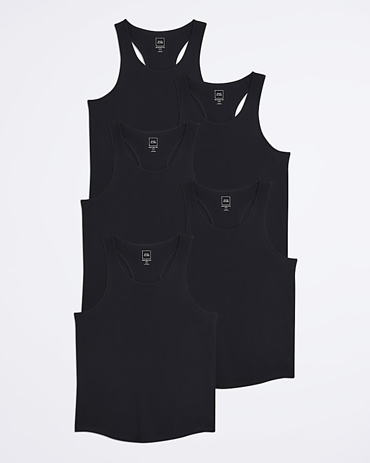 Black multipack muscle racer vests