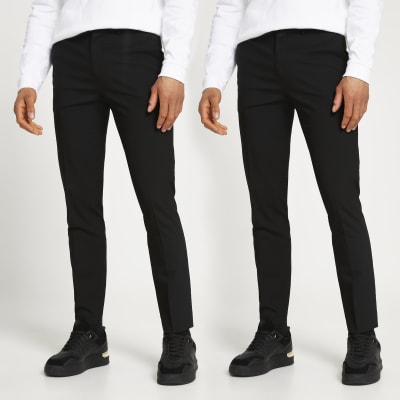 Black multipack of 2 skinny trousers | River Island