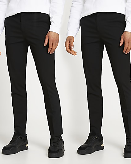 Black multipack of 2 skinny trousers