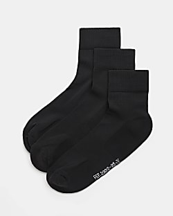 Black Multipack of 3 graphic Trainer Socks