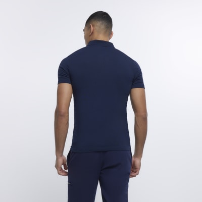 Black multipack of 4 muscle fit polo shirts River Island
