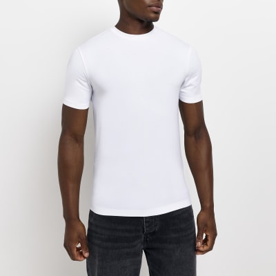 Black multipack of 5 muscle fit tshirts River Island