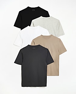 Black multipack of 5 muscle fit t-shirts