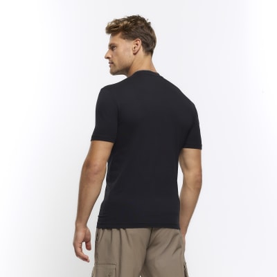 Black multipack of 5 muscle fit tshirts River Island