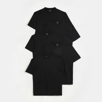 Black multipack of 5 regular fit tshirts River Island