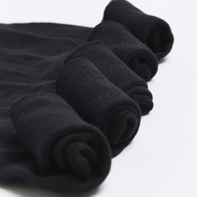 Black multipack of 5 rib ankle socks