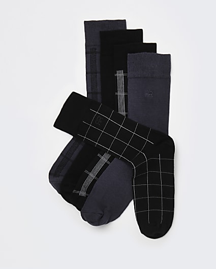 Black multipack RI check ankle socks