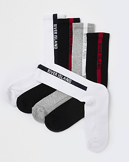 Black multipack RI stripe socks