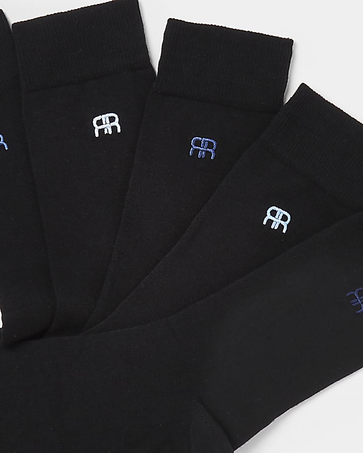 Black multipack RR embroidered socks