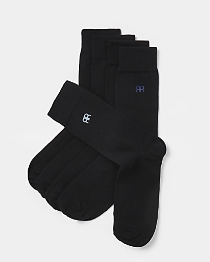 Black multipack RR embroidered socks