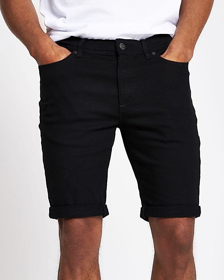 Black multipack skinny fit denim shorts