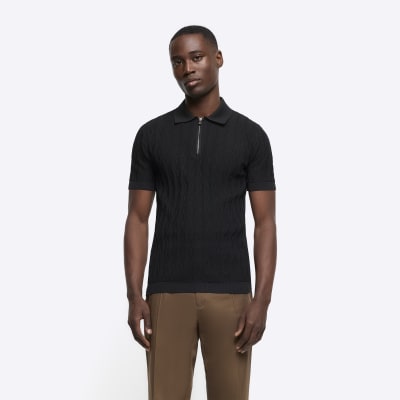 Muscle fit outlet black polo