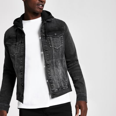 hooded denim jacket mens