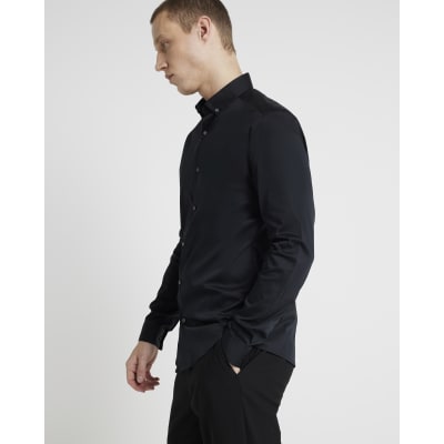 Long black shirt clearance mens