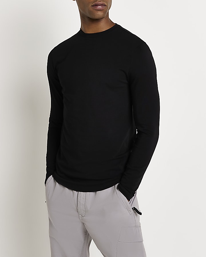 Black Muscle fit long sleeve t-shirt