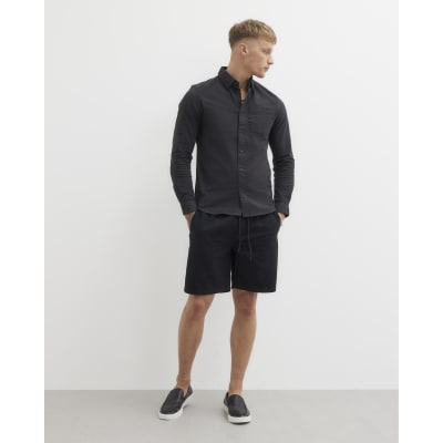 Black Muscle Fit Oxford Smart Shirt River Island