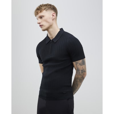 black-muscle-fit-quarter-zip-