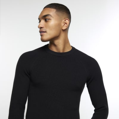 ASOS Extreme Muscle Fit Scoop Neck Sweater in Grey for Men