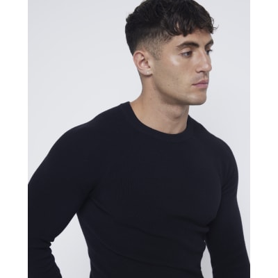 Muscle fit knitted jumper sale