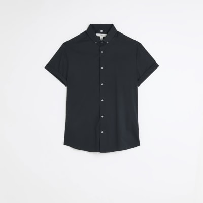 Black Muscle fit short sleeve shirt River Island