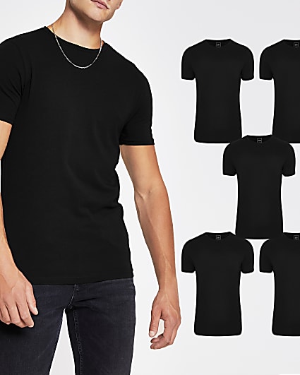 Black muscle fit t-shirt 5 Pack