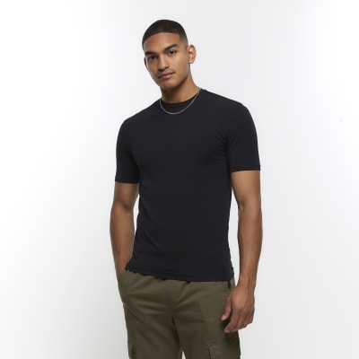 Black Muscle Fit T Shirt River Island