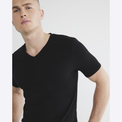 Black Muscle Fit V-Neck T-Shirt