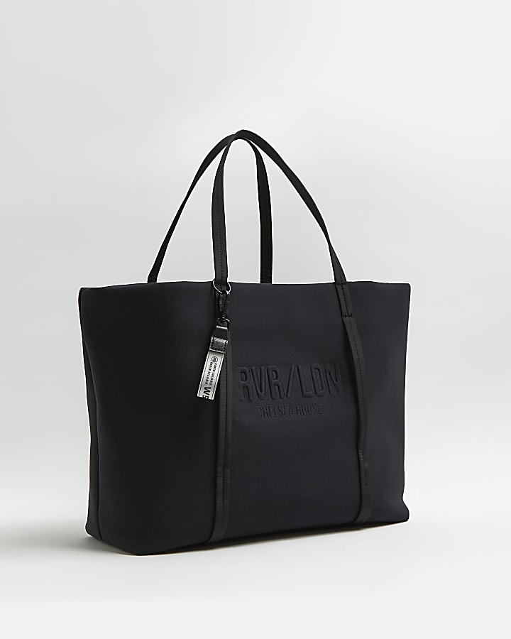 Black neoprene shopper bag