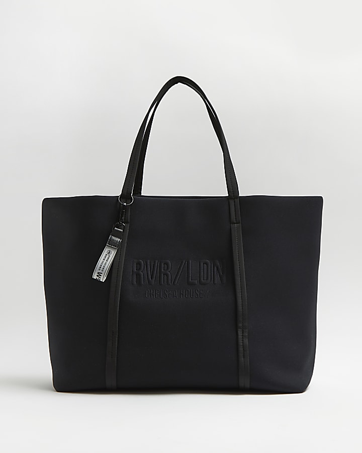 Black neoprene shopper bag