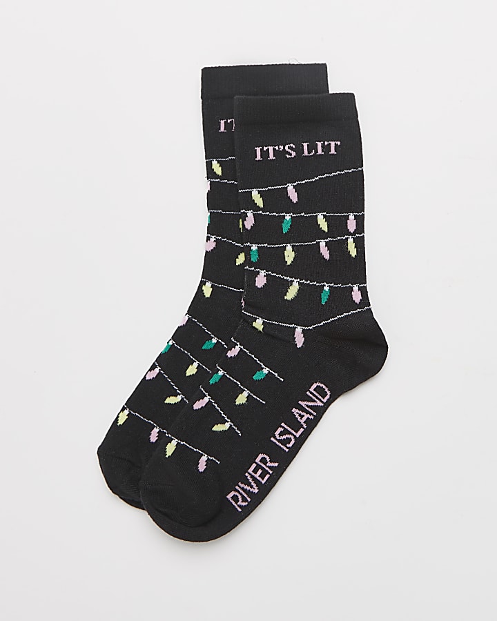 Black novelty Christmas socks