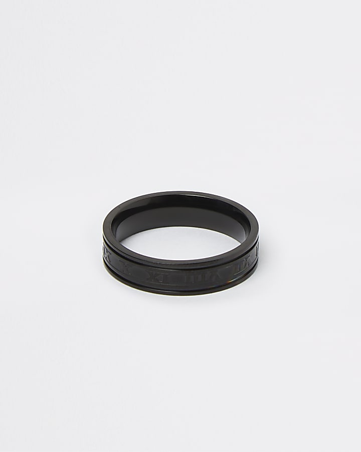 Black numerals band ring