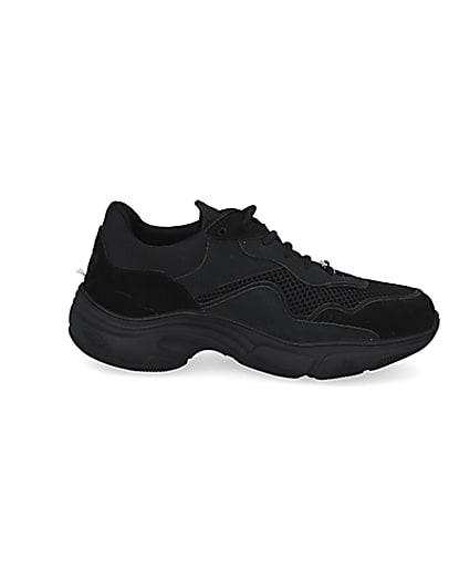 360 degree animation of product Black NUSHU chunky runner trainers frame-15