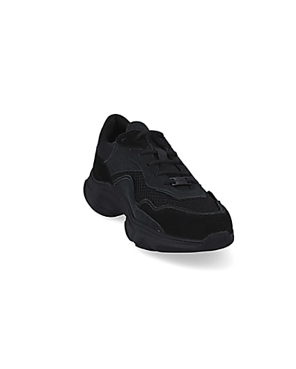 360 degree animation of product Black NUSHU chunky runner trainers frame-19