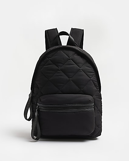 Black Nylon Weave Puffer backpack