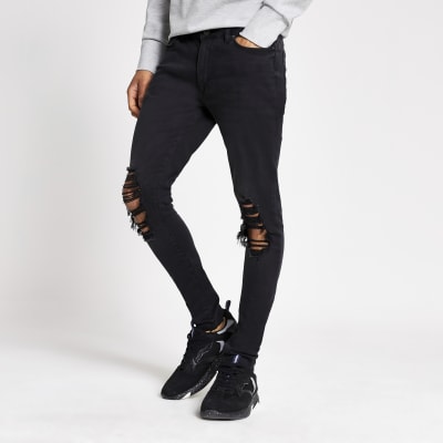 Betere Ollie - Zwarte spray-on skinny ripped jeans | River Island WP-06